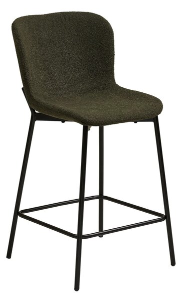 MUZZA Barová stolička MACADA 65 cm bouclé tmavo zelená