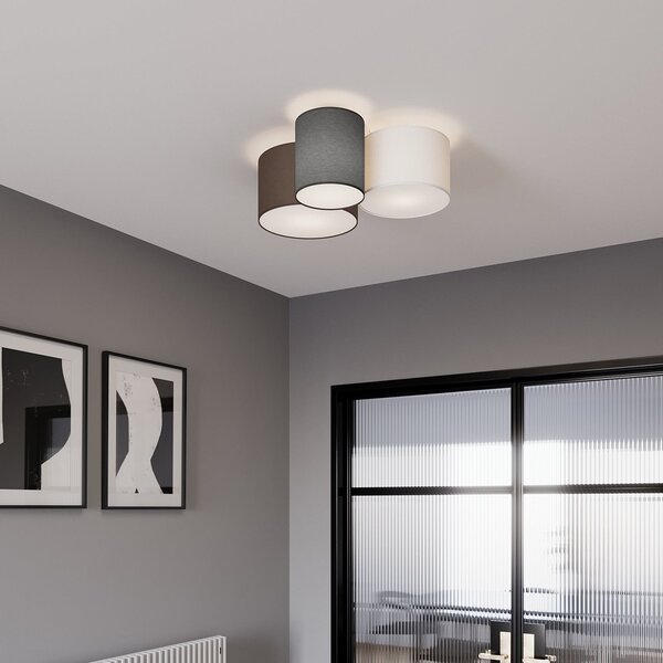 Stropné Lampa Lindby, Laurenz, stmievateľné, Sivá, Obývacia izba, Tkanina / Textil, Moderný
