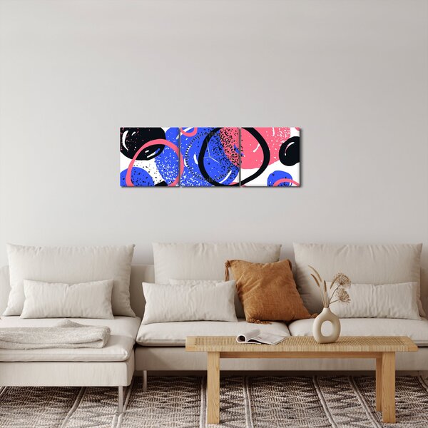 Obraz - Motív s kruhmi v živých farbách (s hodinami) (90x30 cm)