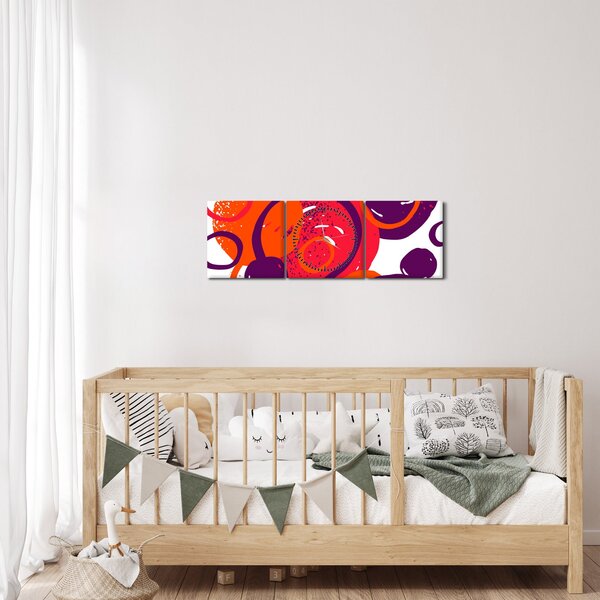 Obraz - Motív s kruhmi v teplých farbách (s hodinami) (90x30 cm)