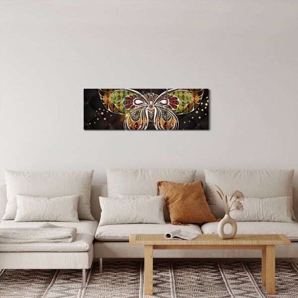 Obraz - Čarovný motýľ (s hodinami) (90x30 cm)