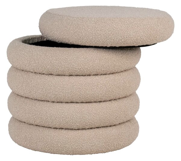 MUZZA Puf OKLY s úložným priestorom Ø 44 cm bouclé béžový