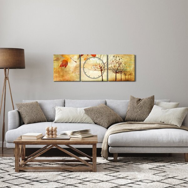 Obraz - Jesenná nálada (s hodinami) (90x30 cm)