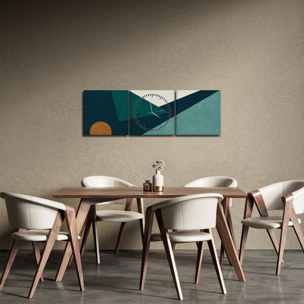 Obraz - Kubistická abstrakcia (s hodinami) (90x30 cm)