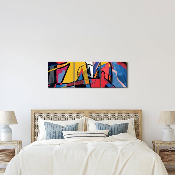 Obraz - Abstrakcia mužov (s hodinami) (90x30 cm)