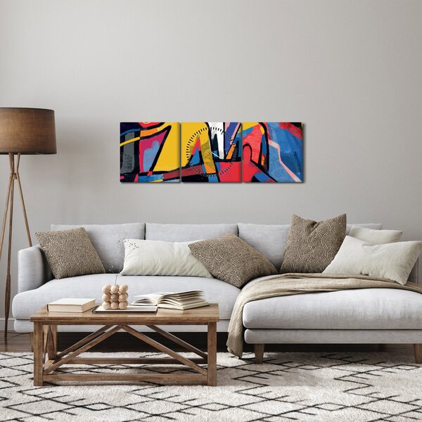 Obraz - Abstrakcia mužov (s hodinami) (90x30 cm)
