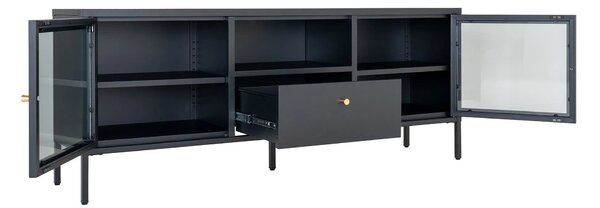 MUZZA TV stolík BALBY 150 x 35 cm kovový čierny