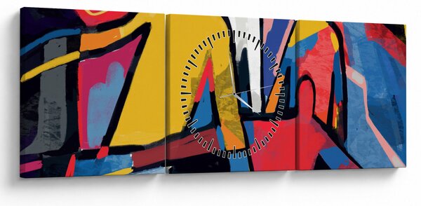 Obraz - Abstrakcia mužov (s hodinami) (90x30 cm)