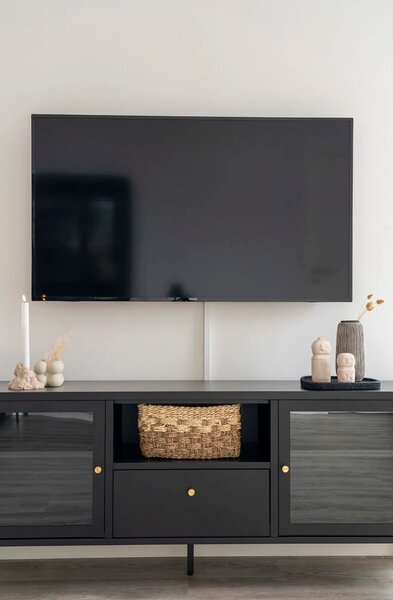 MUZZA TV stolík BALBY 150 x 35 cm kovový čierny