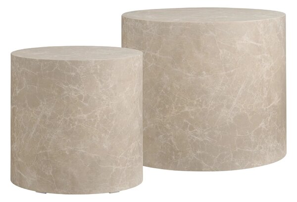 MUZZA Set 2 konferenčných stolíkov CERNOS Ø 38 / Ø 48 cm béžový mramor