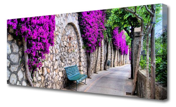 Obraz Canvas Aleje lavička kvety 125x50 cm