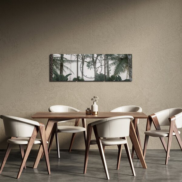 Obraz - Jungle v rannej hmle (s hodinami) (90x30 cm)