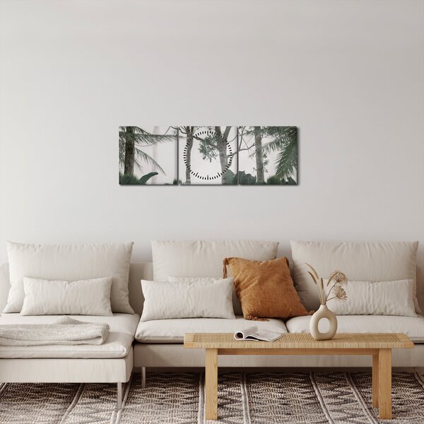 Obraz - Jungle v rannej hmle (s hodinami) (90x30 cm)