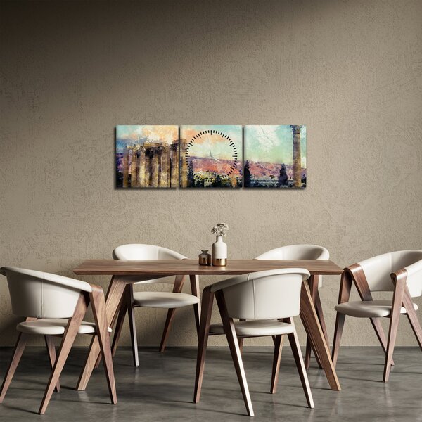 Obraz - Akropolis, Atény, Grécko (s hodinami) (90x30 cm)