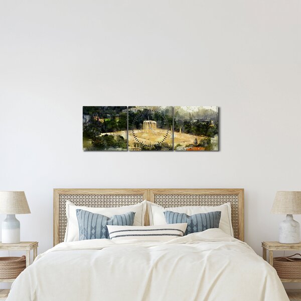 Obraz - Chrám Dia, Atény, Grécko (s hodinami) (90x30 cm)