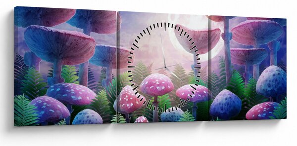 Obraz - Huby pri splne, grafika (s hodinami) (90x30 cm)