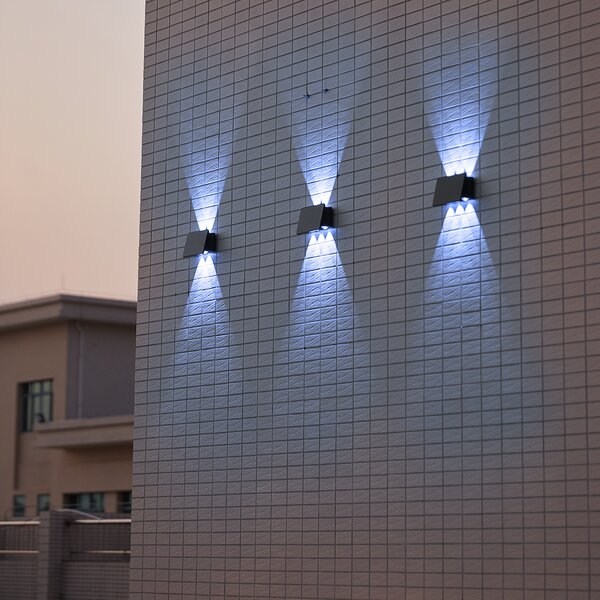 Exteriérové solárne nástenné LED svietidlo Alf2, 1x LED 2w, čierna