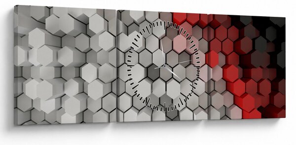 Obraz - 3D hexagóny (s hodinami) (90x30 cm)