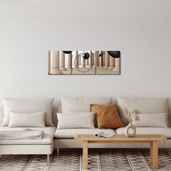 Obraz - Guľa medzi stĺpmi (s hodinami) (90x30 cm)