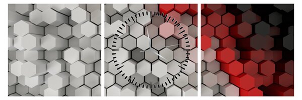 Obraz - 3D hexagóny (s hodinami) (90x30 cm)