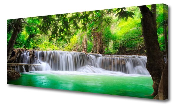 Obraz Canvas Vodopád jazero les príroda 125x50 cm