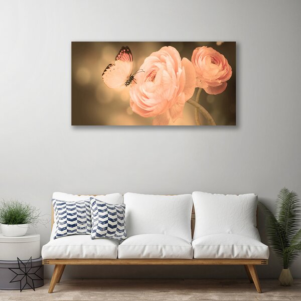 Obraz Canvas Motýľ ruže príroda 125x50 cm