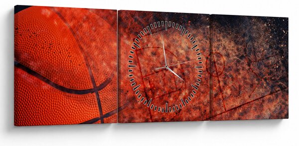 Obraz - Basketbalová lopta (s hodinami) (90x30 cm)
