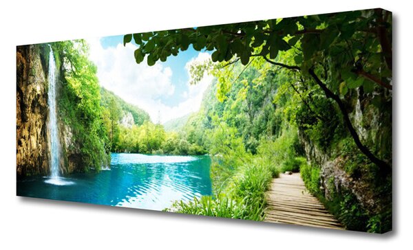 Obraz na plátne Vodopád jazero príroda 125x50 cm