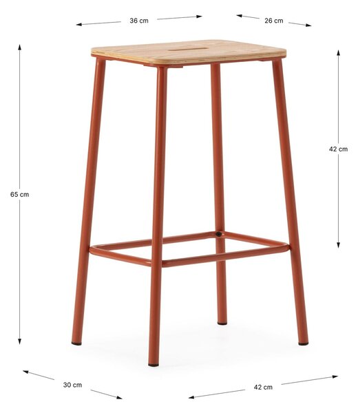 MUZZA Barová stolička BAAB 65 cm červená
