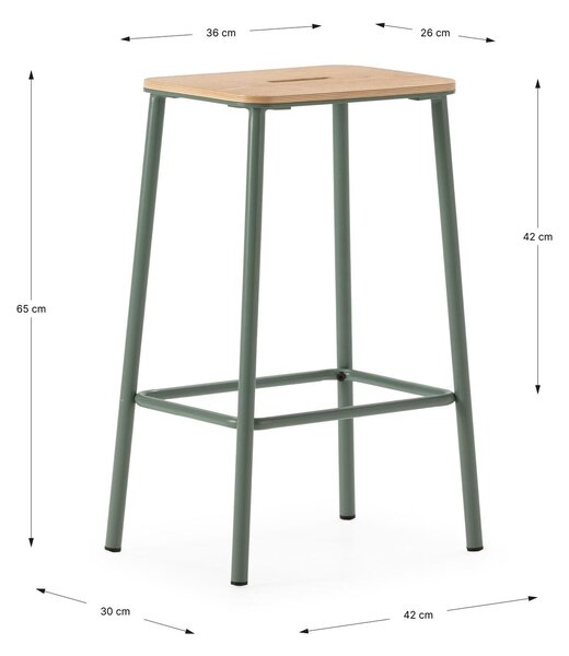 MUZZA Barová stolička BAAB 65 cm zelená