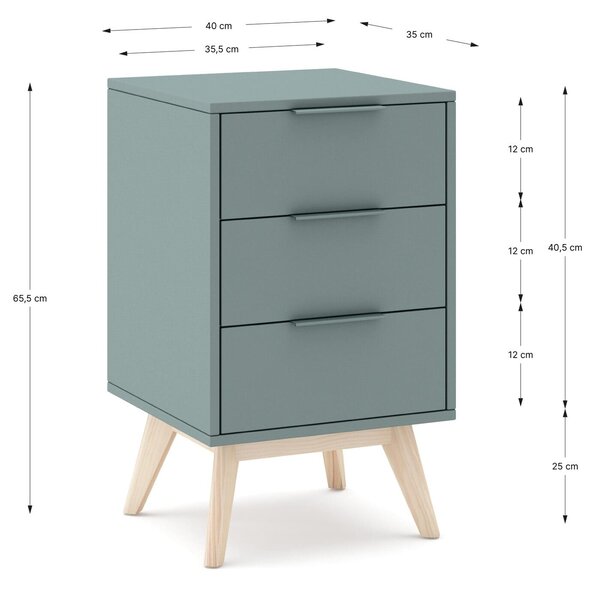 MUZZA Nočný stolík COSI 40 x 65.5 cm modrý