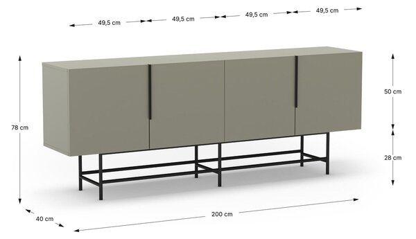 MUZZA Komoda EDZIO 200 x 78 cm zelená