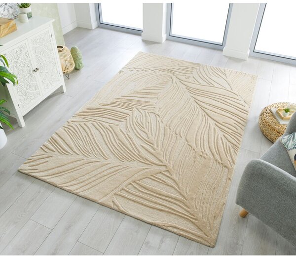 Flair Rugs , Kusový koberec Solace Lino Leaf Natural, 120x170, béžová, obývacia izba