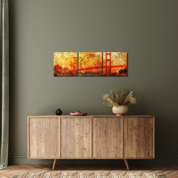 Obraz - Golden Gate, San Francisco, Kalifornia (s hodinami) (90x30 cm)