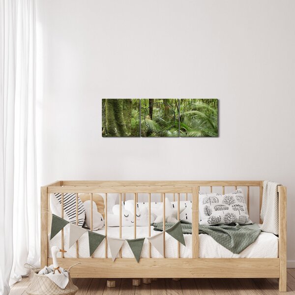 Obraz Tropický dažďový prales (s hodinami) (90x30 cm)
