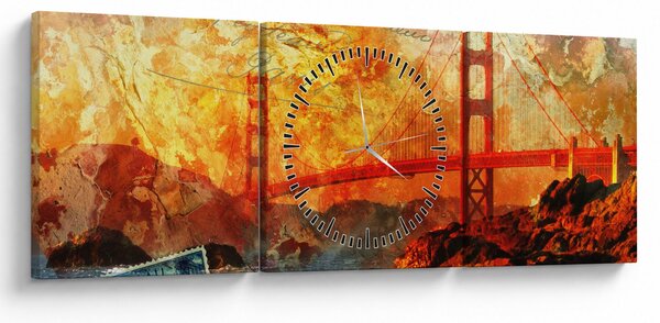Obraz - Golden Gate, San Francisco, Kalifornia (s hodinami) (90x30 cm)