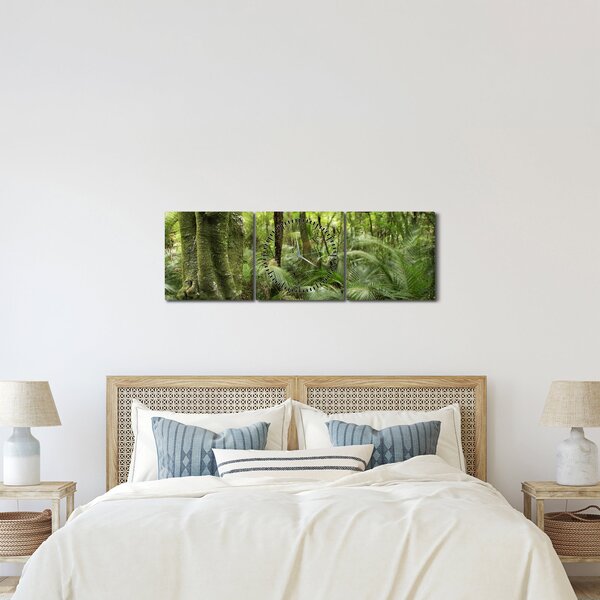 Obraz Tropický dažďový prales (s hodinami) (90x30 cm)