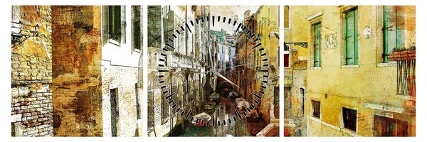 Obraz - Ulička v Benátkach (s hodinami) (90x30 cm)