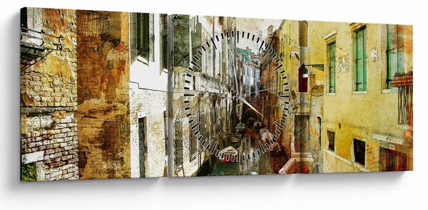 Obraz - Ulička v Benátkach (s hodinami) (90x30 cm)