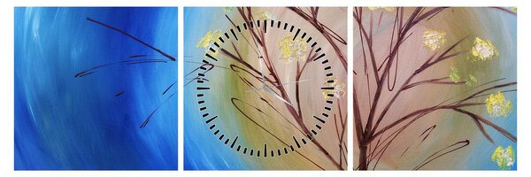 Obraz - Strom zakrývajúci slnko (s hodinami) (90x30 cm)