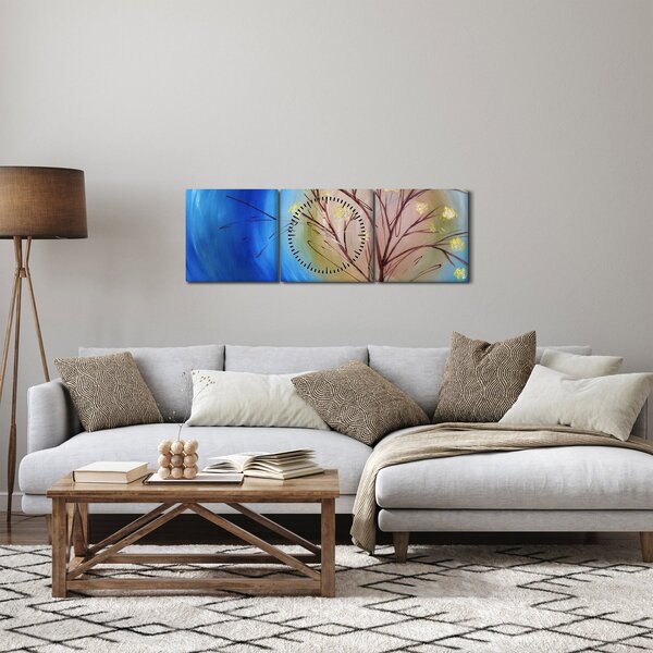 Obraz - Strom zakrývajúci slnko (s hodinami) (90x30 cm)
