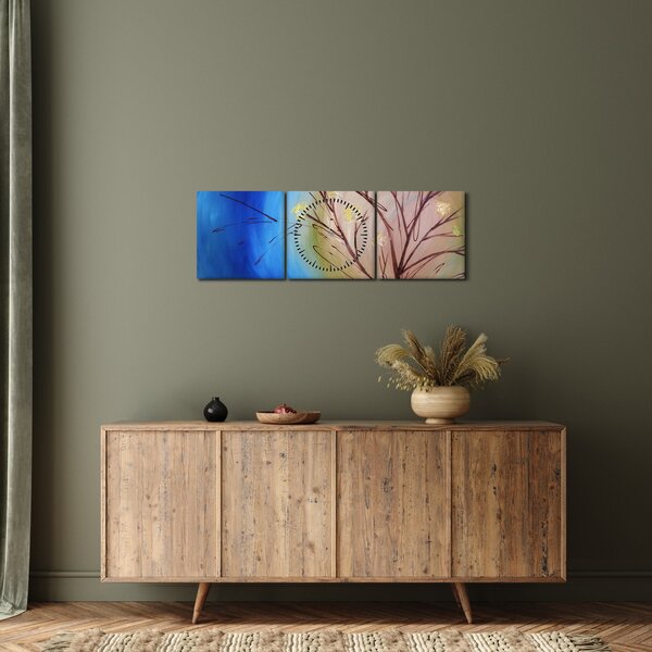 Obraz - Strom zakrývajúci slnko (s hodinami) (90x30 cm)