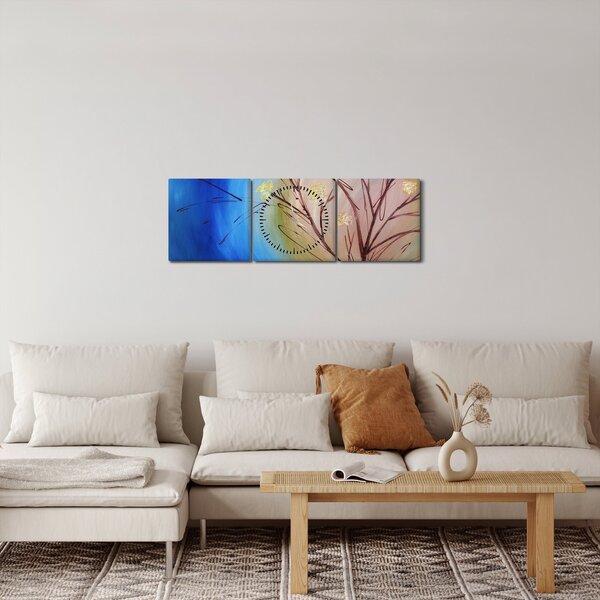 Obraz - Strom zakrývajúci slnko (s hodinami) (90x30 cm)