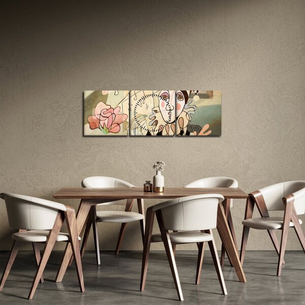 Obraz - Kubizmus - harlequin and rose (s hodinami) (90x30 cm)