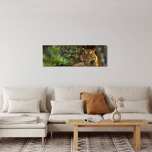 Obraz odpočívajúceho tigra (s hodinami) (90x30 cm)