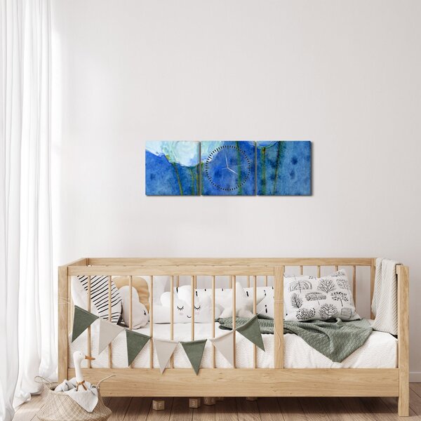 Obraz - Biele tulipány (s hodinami) (90x30 cm)