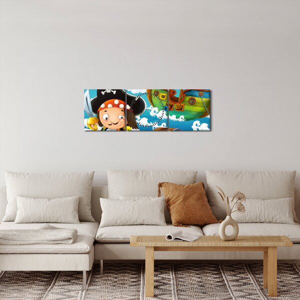 Obraz - Pirátsky poklad (s hodinami) (90x30 cm)