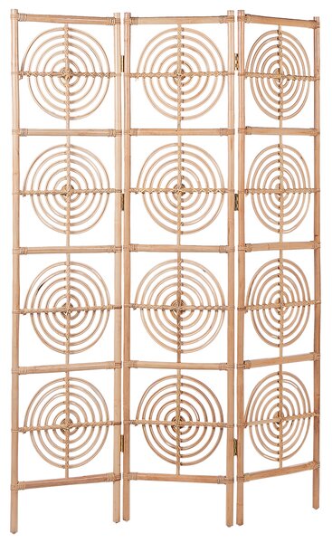 Paraván prírodný ratanový mahagónový rám skladací s 3 ozdobnými panelmi dekoratívna oddeľovacia zástena