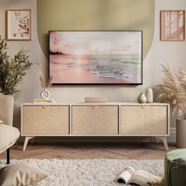 TV STOLÍK FONDY JEDLIČKA SCANDI + PIESKOVO BÉŽOVÁ 158 cm
