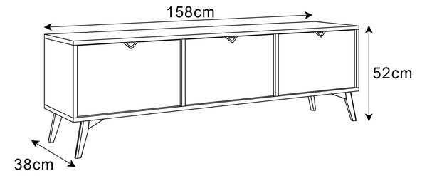 TV STOLÍK FONDY JEDLIČKA SCANDI + EUKALYPTUS 158 cm